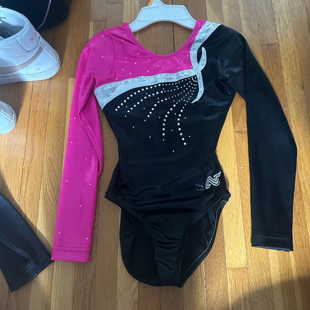 Kids Pink and Black Gymnastics Costume